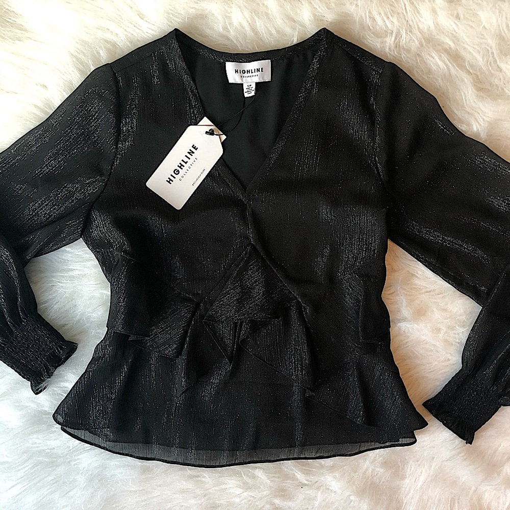 HighLine Collective Black Shimmer Blouse